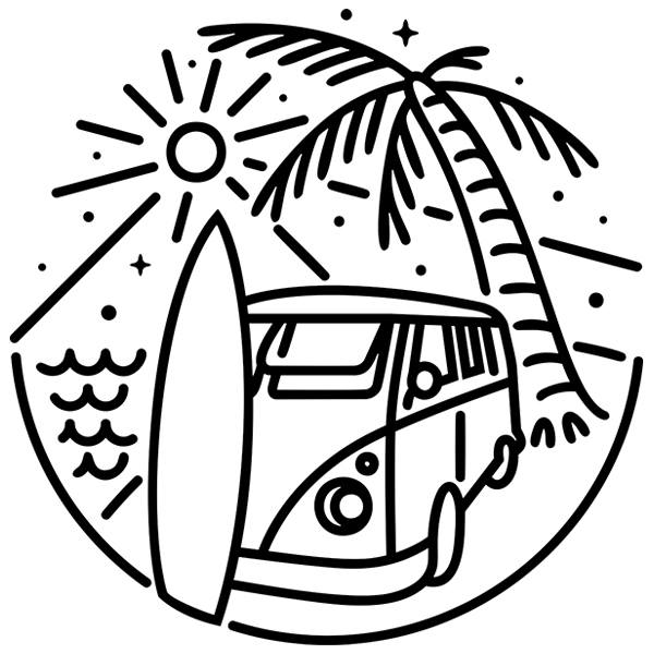 Pegatinas: Dibujo surfero