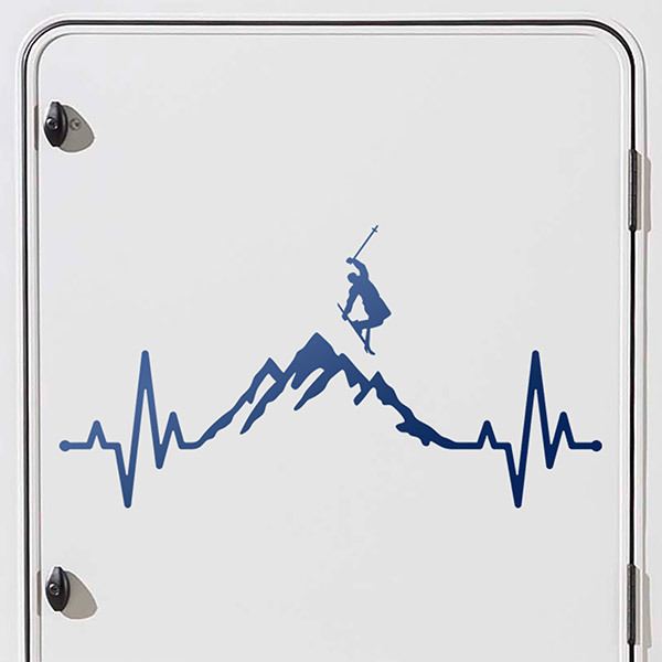 Pegatinas: Cardiograma amor esquí 0