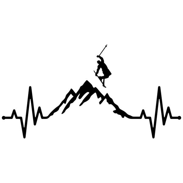 Pegatinas: Cardiograma amor esquí