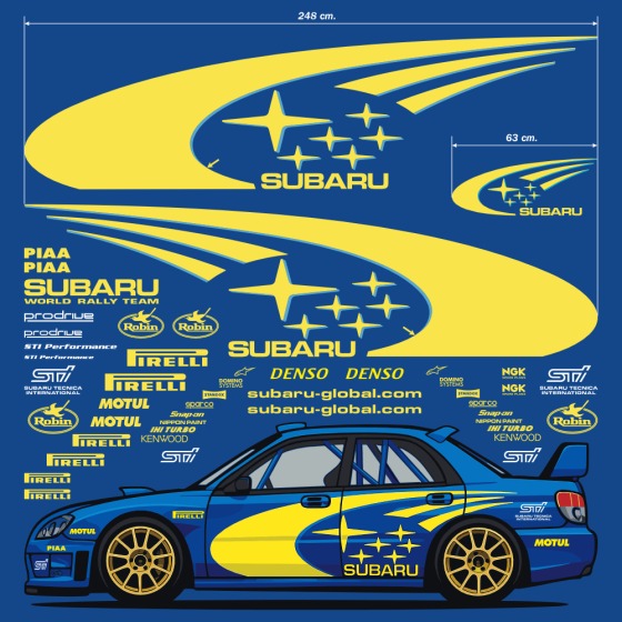 Pegatinas para coche de rally: kit de vinilos Subaru World Rally Team con las medidas