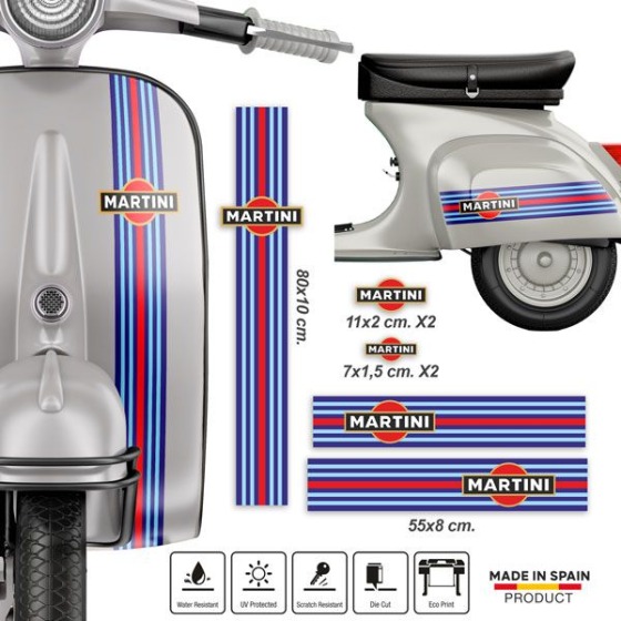 Pegatinas para Vespa: kit de franjas racing para scooter clásica con sus medidas