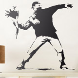 Vinilo Protesta lanzando flores de Banksy